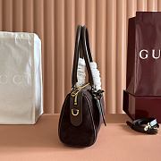 Gucci Borsetto Medium Boston Bag Dark Brown Suede Leather 866732 - 28x15x10cm - 4