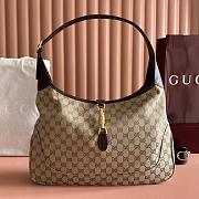 Gucci Jackie 1961 Large Crossbody Bag Sand and Brown GG Canvas ‎863279 - 40x29x5cm - 1
