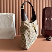 Gucci Jackie 1961 Large Crossbody Bag Sand and Brown GG Canvas ‎863279 - 40x29x5cm - 4