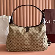 Gucci Jackie 1961 Large Crossbody Bag Sand and Brown GG Canvas ‎863279 - 40x29x5cm - 2