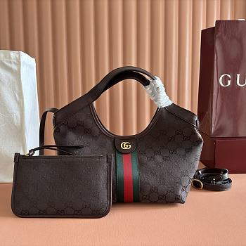 Gucci Giglio Small Tote Bag Dark Brown GG Canvas 860845 - 25x20x15cm