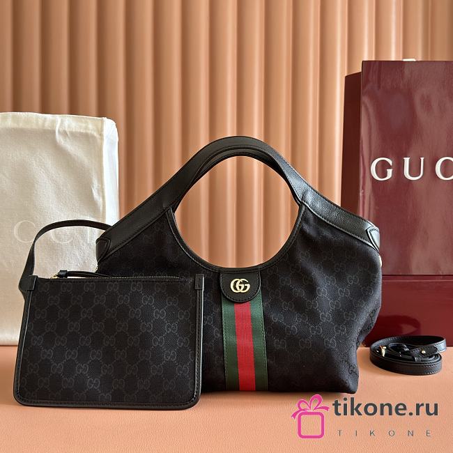 Gucci Giglio Small Tote Bag Black GG Canvas 860845 - 25x20x15cm - 1