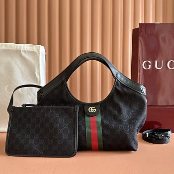 Gucci Giglio Small Tote Bag Black GG Canvas 860845 - 25x20x15cm