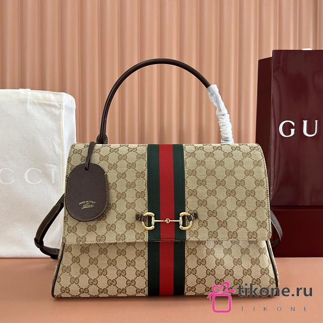 Gucci Paparazzo Large Top Handle Bag Sand and Brown GG Canvas 875019 - 37x29x13cm - 1