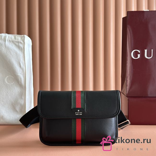 Gucci Web Trademark Small Belt Bag Black Leather 867032 - 24x17x3.5cm - 1