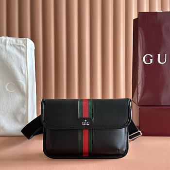 Gucci Web Trademark Small Belt Bag Black Leather 867032 - 24x17x3.5cm