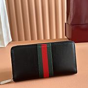 Gucci Web Trademark Zip Around Wallet Black Leather 867284 - 19x10.5x2.5cm - 3