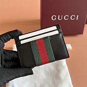 Gucci Web Trademark Card Case Black Leather 867277 - 10x7cm - 3