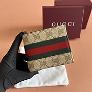 Gucci Bi-Fold Wallet With Web Sand and Brown GG Canvas 867335 - 11x9cm - 1