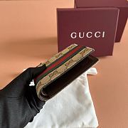Gucci Bi-Fold Wallet With Web Sand and Brown GG Canvas 867335 - 11x9cm - 3