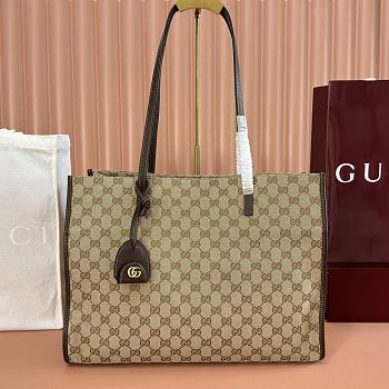 Gucci Londra Large Tote Bag Sand and Brown GG Canvas 875056 - 40x30x16cm