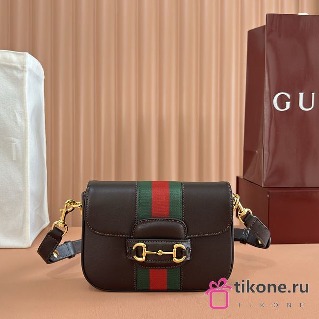 Gucci Horsebit 1955 Small Shoulder Bag Dark Brown Leather 866762 - 21x14.5x5.5cm - 1