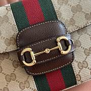 Gucci Horsebit 1955 Small Shoulder Bag Sand And Brown GG Canvas 866762 - 21x14.5x5.5cm - 5