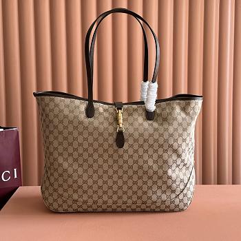 Gucci Jackie Large Tote Bag Sand and Brown GG Canvas ‎867014 - 55x37x14.5cm
