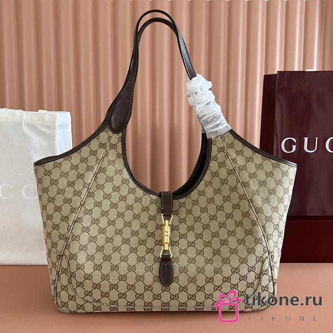 Gucci Mercato Large Tote Bag Sand and Brown GG Canvas 870693 - 40x26.5x18cm - 1