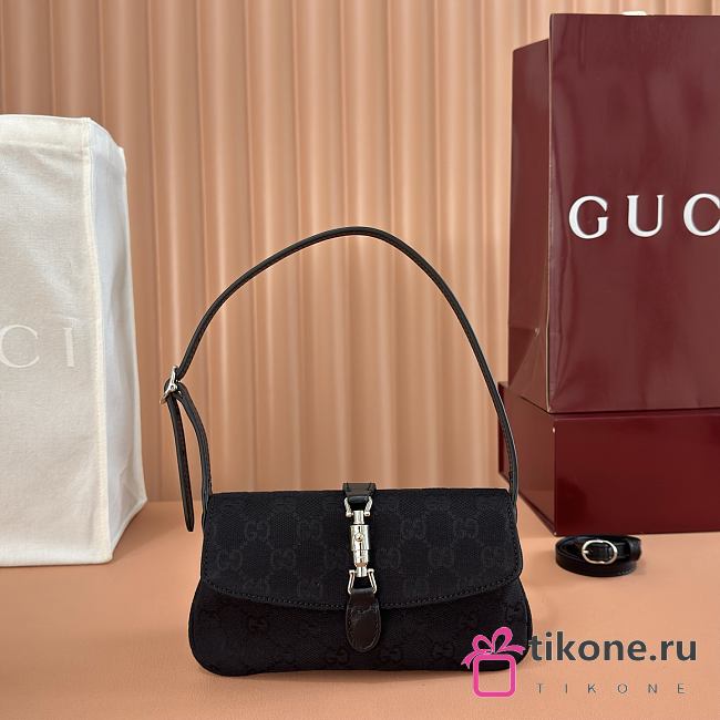Gucci Jackie Small Shoulder Bag Black GG Canvas ‎867156 - 21.5x11.5x2cm - 1