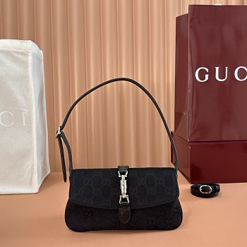 Gucci Jackie Small Shoulder Bag Black GG Canvas ‎867156 - 21.5x11.5x2cm