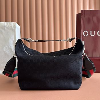 Gucci Brera Medium Crossbody Bag Black GG Canvas 866938 - 33x27x15cm