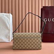 Gucci Horsebit Ristretto Medium Shoulder Bag In Sand And Brown GG Canvas - 26x14.5x4.5cm - 6