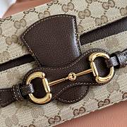 Gucci Horsebit Ristretto Medium Shoulder Bag In Sand And Brown GG Canvas - 26x14.5x4.5cm - 3