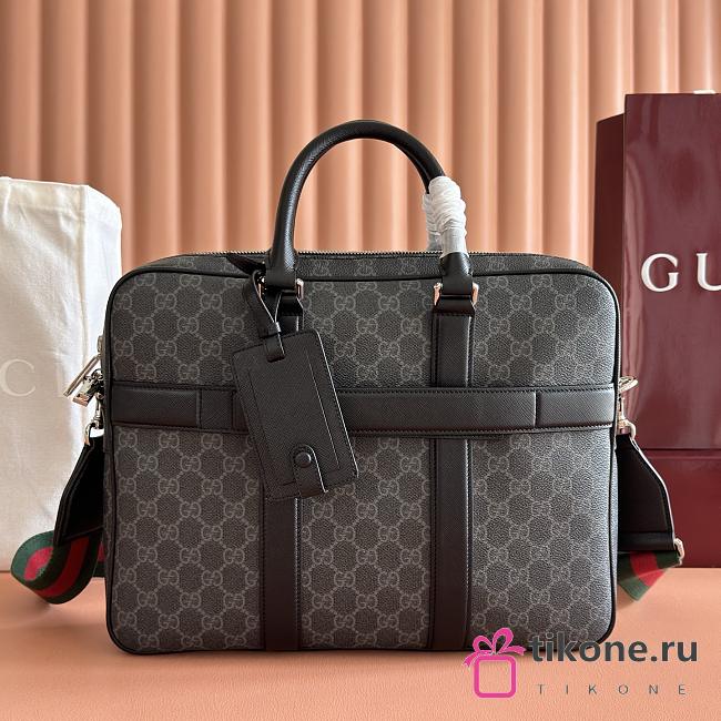 Gucci Porter Large Briefcase Black GG Monogram Coated Fabric 860871 - 36x29x6.5cm - 1