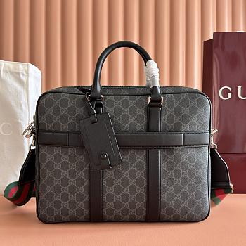 Gucci Porter Large Briefcase Black GG Monogram Coated Fabric 860871 - 36x29x6.5cm