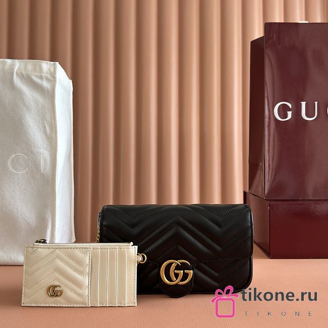 Gucci GG Marmont Small Shoulder Bag Black Leather ‎751526 - 21x12x5cm - 1