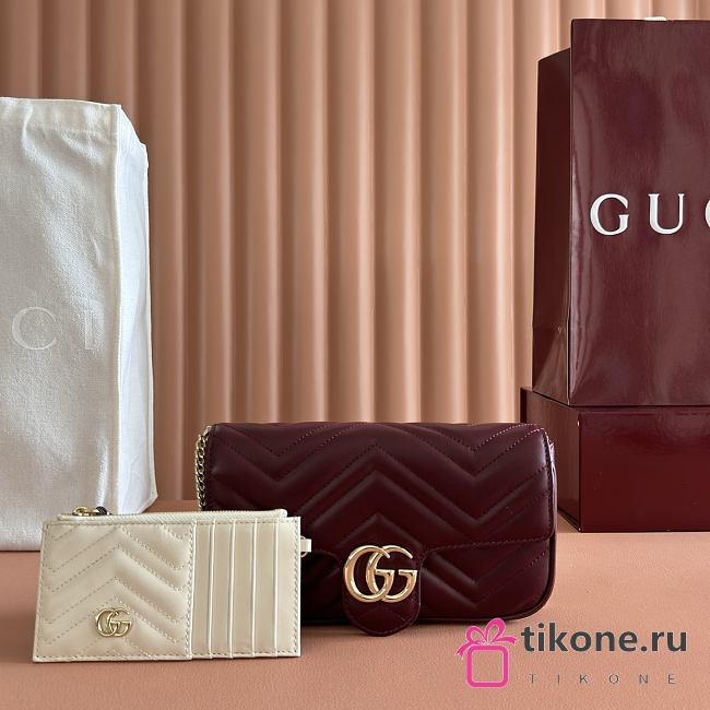 Gucci GG Marmont Small Shoulder Bag Rosso Ancora Leather ‎751526 - 21x12x5cm - 1
