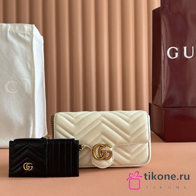 Gucci GG Marmont Small Shoulder Bag White Leather ‎751526 - 21x12x5cm - 1