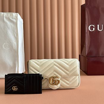 Gucci GG Marmont Small Shoulder Bag White Leather ‎751526 - 21x12x5cm