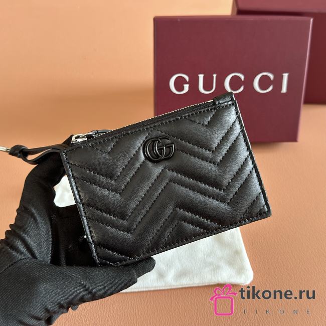 GG Marmont Zip Key Pouch Black Leather ‎837747 - 12x8.5cm - 1
