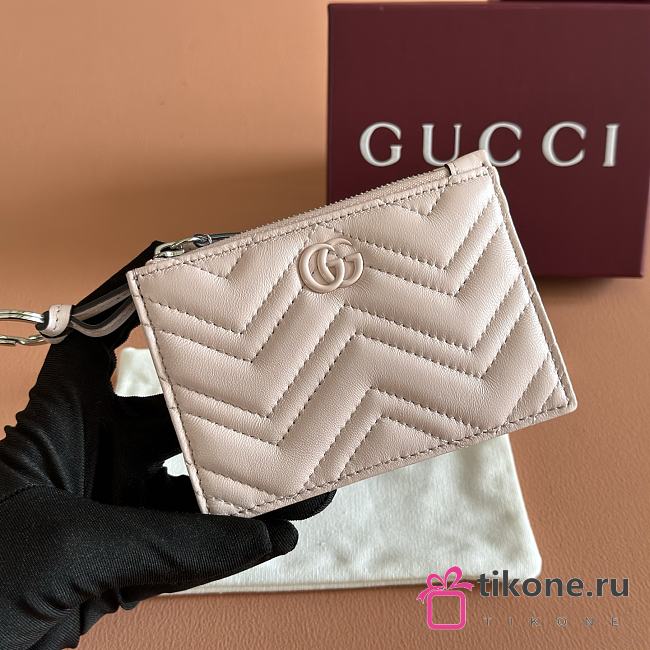 Gucci GG Marmont Zip Key Pouch Pink Leather ‎837747 - 12x8.5cm - 1