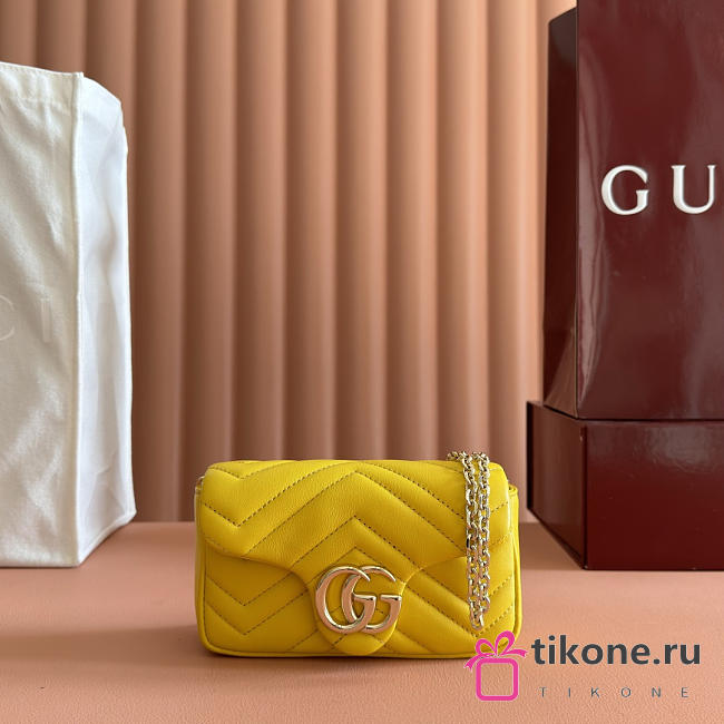 Gucci GG Marmont Mini Shoulder Bag In Yellow Leather ‎841290 - 16.5x9.5x4.5cm - 1