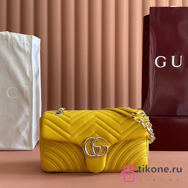 Gucci GG Marmont Medium Shoulder Bag Yellow Leather 837267 - 26x15x7cm - 1