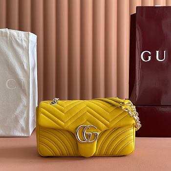 Gucci GG Marmont Medium Shoulder Bag Yellow Leather 837267 - 26x15x7cm