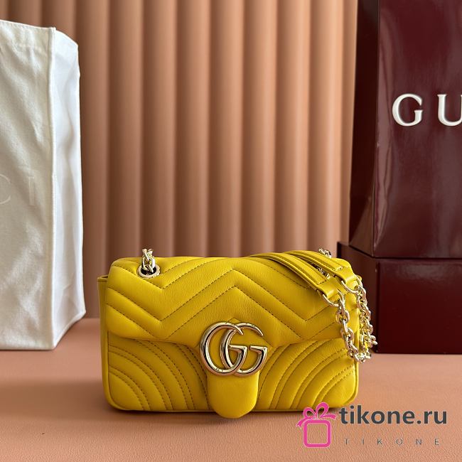 Gucci GG Marmont Small Shoulder Bag Yellow Leather 837280 - 22x12.5x6cm - 1