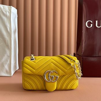 Gucci GG Marmont Small Shoulder Bag Yellow Leather 837280 - 22x12.5x6cm