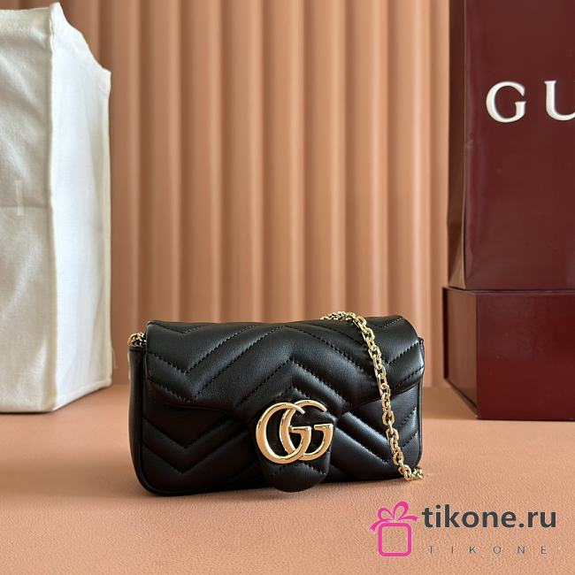 Gucci GG Marmont Mini Shoulder Bag In Black Leather ‎841290 - 16.5x9.5x4.5cm - 1
