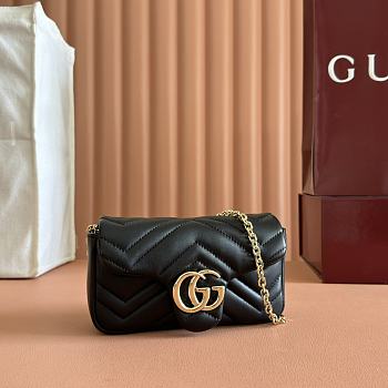 Gucci GG Marmont Mini Shoulder Bag In Black Leather ‎841290 - 16.5x9.5x4.5cm