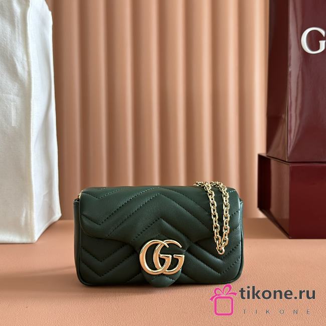 Gucci GG Marmont Mini Shoulder Bag In Green Leather ‎841290 - 16.5x9.5x4.5cm - 1