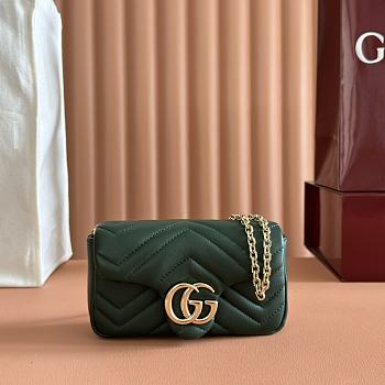 Gucci GG Marmont Mini Shoulder Bag In Green Leather ‎841290 - 16.5x9.5x4.5cm