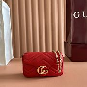 Gucci GG Marmont Mini Shoulder Bag In Red Leather ‎841290 - 16.5x9.5x4.5cm - 1