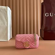 Gucci GG Marmont Mini Shoulder Bag In Pink Leather ‎841290 - 16.5x9.5x4.5cm - 1