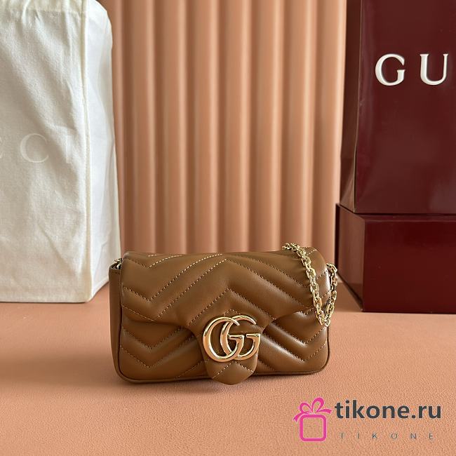 Gucci GG Marmont Mini Shoulder Bag In Brown Leather ‎841290 - 16.5x9.5x4.5cm - 1