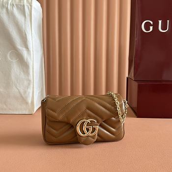 Gucci GG Marmont Mini Shoulder Bag In Brown Leather ‎841290 - 16.5x9.5x4.5cm
