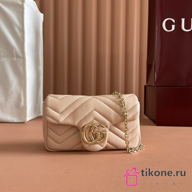 Gucci GG Marmont Mini Shoulder Bag In Light Pink Leather ‎841290 - 16.5x9.5x4.5cm - 1