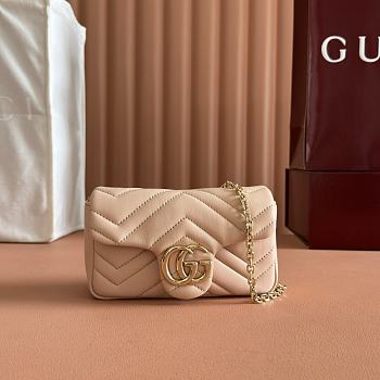 Gucci GG Marmont Mini Shoulder Bag In Light Pink Leather ‎841290 - 16.5x9.5x4.5cm