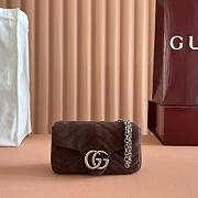 Gucci GG Marmont Mini Shoulder Bag In Brown Suede ‎- 16.5x9.5x4.5cm - 1