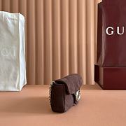 Gucci GG Marmont Mini Shoulder Bag In Brown Suede ‎- 16.5x9.5x4.5cm - 6