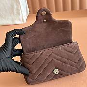 Gucci GG Marmont Mini Shoulder Bag In Brown Suede ‎- 16.5x9.5x4.5cm - 4